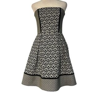 HARPER women's mini dress strapless monochrome minimalist geometric print small